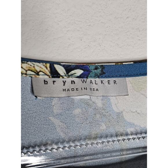 Bryn Walker Diego Tunic Teal Blue Floral Size Medium Bell Sleeves - Picture 7 of 13